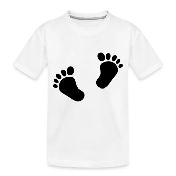 Deux pieds de bébé 2 pieds de bébé empreintes enfant mignon - T-shirt bio Premium Enfant - blanc - Devant