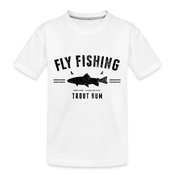 Fly fishing trout - Kids' Premium Organic T-Shirt - white - Front