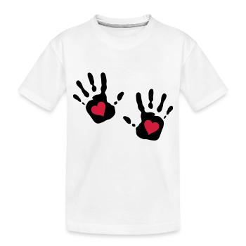 découpe coeur main d'impression - T-shirt bio Premium Enfant - blanc - Devant