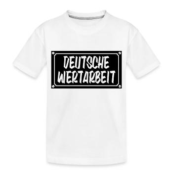 Deutsche Wertarbeit Schild - Kinder Premium Bio T-Shirt - Weiß - Vorne