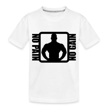 Bodybuilder Logo Design - Kids' Premium Organic T-Shirt - white - Front