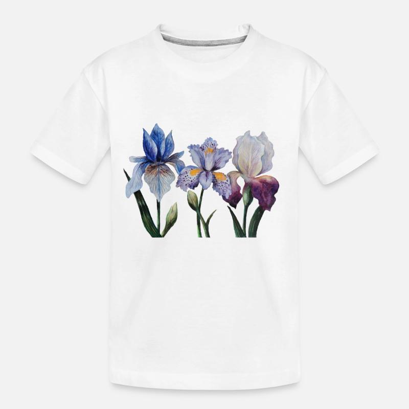 Iris Blumen - Kinder Premium Bio T-Shirt - Weiß