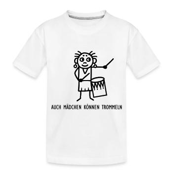Mädchen können trommeln - Kinder Premium Bio T-Shirt - Weiß - Vorne