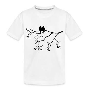 Vogelpaar sur la branche mince - T-shirt bio Premium Enfant - blanc - Devant