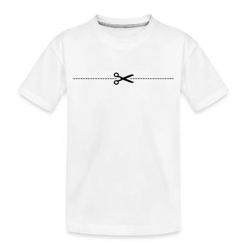 Schere mit Schnittlinie - Kinder Premium Bio T-Shirt - Weiß - Vorne