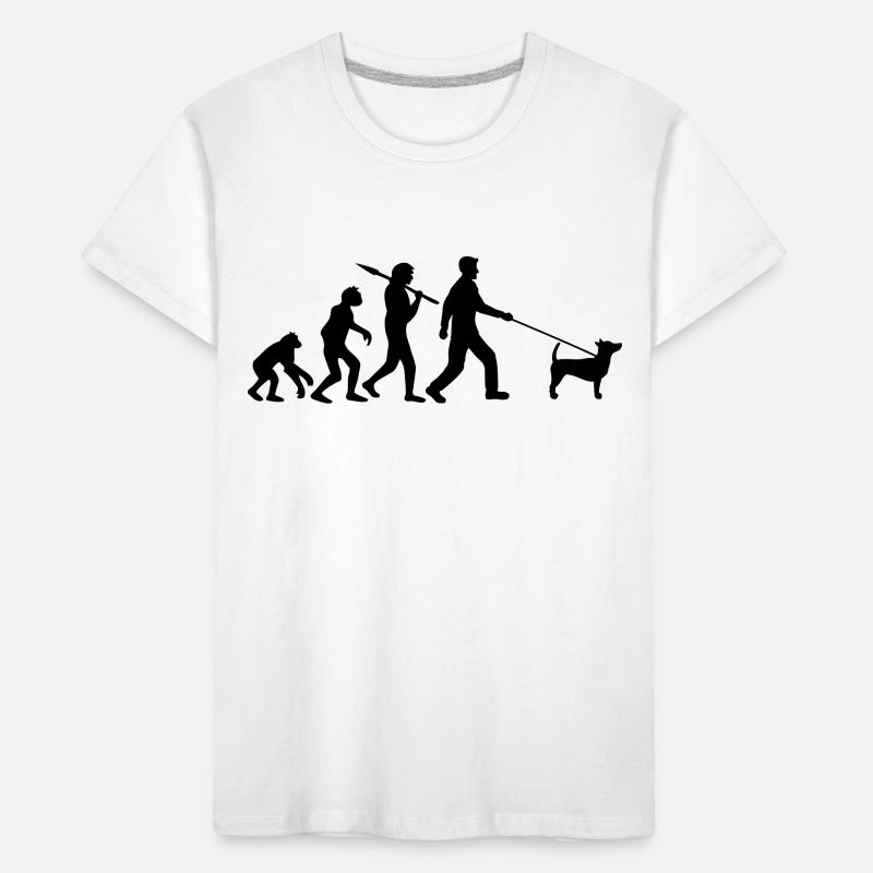 Evolution go for a walk dog stone age development C Kids' Premium Organic T-Shirt