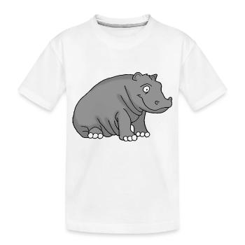 Nilpferd - Kinder Premium Bio T-Shirt - Weiß - Vorne