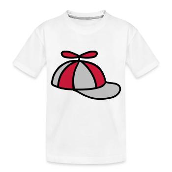 Propellermütze Windrad Hut Design - Kinder Premium Bio T-Shirt - Weiß - Vorne