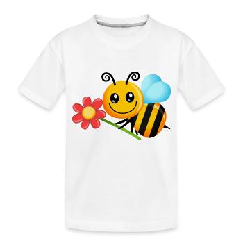 Happy Cartoon Garden Bee - Kids' Premium Organic T-Shirt - white - Front