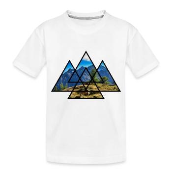 T-Shirt Dreiecke Pferd Alpen Berge Wandern Natur - Kinder Premium Bio T-Shirt - Weiß - Vorne