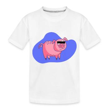 Cartoon Pig - Kids' Premium Organic T-Shirt - white - Front