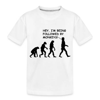 Affen Evolution Verfolgt von Affen Witziges Design - Kinder Premium Bio T-Shirt - Weiß - Vorne