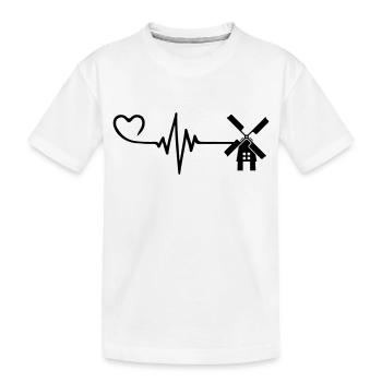 Windmühle Puls Herz Liebe - Kinder Premium Bio T-Shirt - Weiß - Vorne