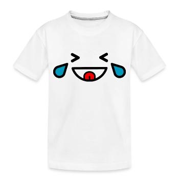 Laughing emoji with tears - Kids' Premium Organic T-Shirt - white - Front