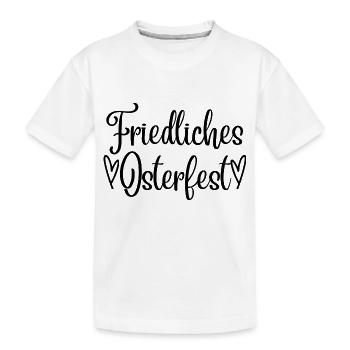 Friedliches Osterfest, Osterspruch, Osterdesign - Kinder Premium Bio T-Shirt - Weiß - Vorne