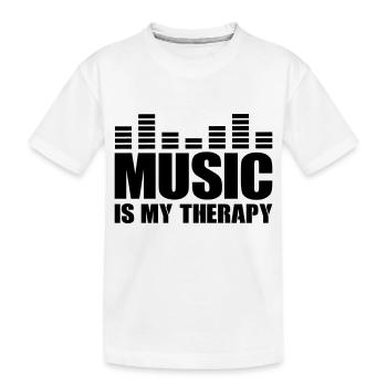 Music is my Therapy - Kids' Premium Organic T-Shirt - white - Front