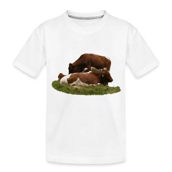 Pinzgauer Rinder sind robust und widerstandsfähig - Kinder Premium Bio T-Shirt - Weiß - Vorne