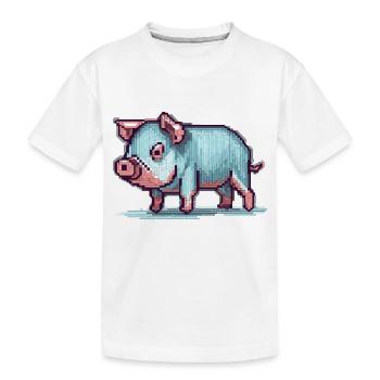 Drôle de cochon de compagnie conçu en pixels 8 bits - T-shirt bio Premium Enfant - blanc - Devant