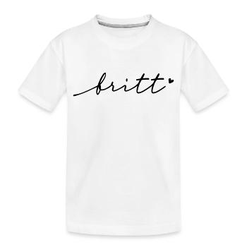 Britt Cursive Name - Kids' Premium Organic T-Shirt - white - Front