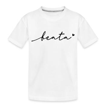 Beata Cursive Name - Kids' Premium Organic T-Shirt - white - Front