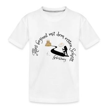 Jakobsweg - Alles beginnt mit dem ersten Schritt - Kinder Premium Bio T-Shirt - Weiß - Vorne