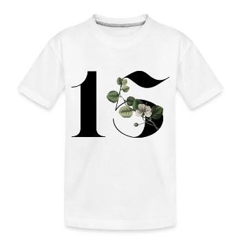 Number 15 Floral Green -15th Floral Anniversary - Kids' Premium Organic T-Shirt - white - Front