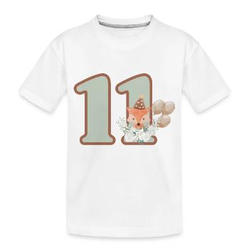 11th Birthday Fox Flowers - Kids' Premium Organic T-Shirt - white - Front