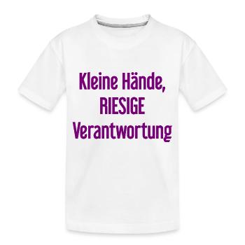 De petites mains, une énorme responsabilité disent les parents - T-shirt bio Premium Enfant - blanc - Devant