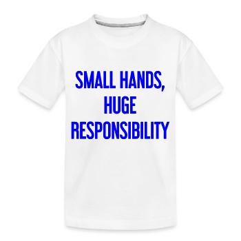 Kleine Hände, riesige Verantwortung Eltern-Spruch - Kinder Premium Bio T-Shirt - Weiß - Vorne