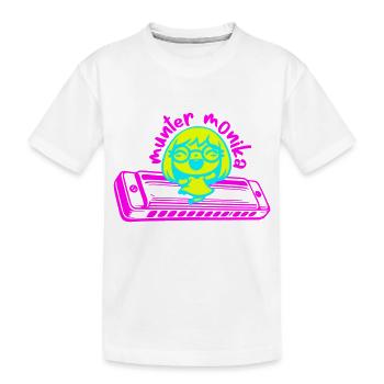 munter monika dancing on the Mundharmonika - Kinder Premium Bio T-Shirt - Weiß - Vorne
