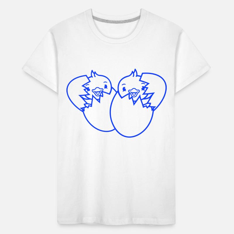 2 Birds Two Chicks Egg Hatch Born Eggshell Kids' Premium Organic T-Shirt