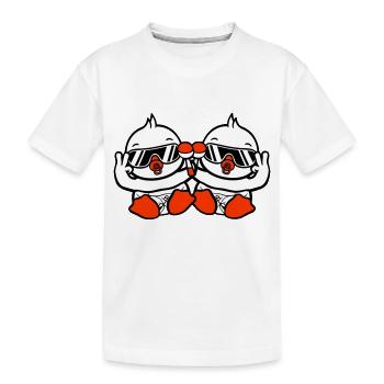 2 Birds Baby Child Rattle Diaper Sunglasses Peace - Kids' Premium Organic T-Shirt - white - Front