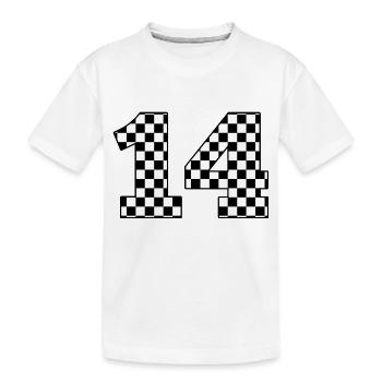 Numéro 14 à carreaux - T-shirt bio Premium Enfant - blanc - Devant