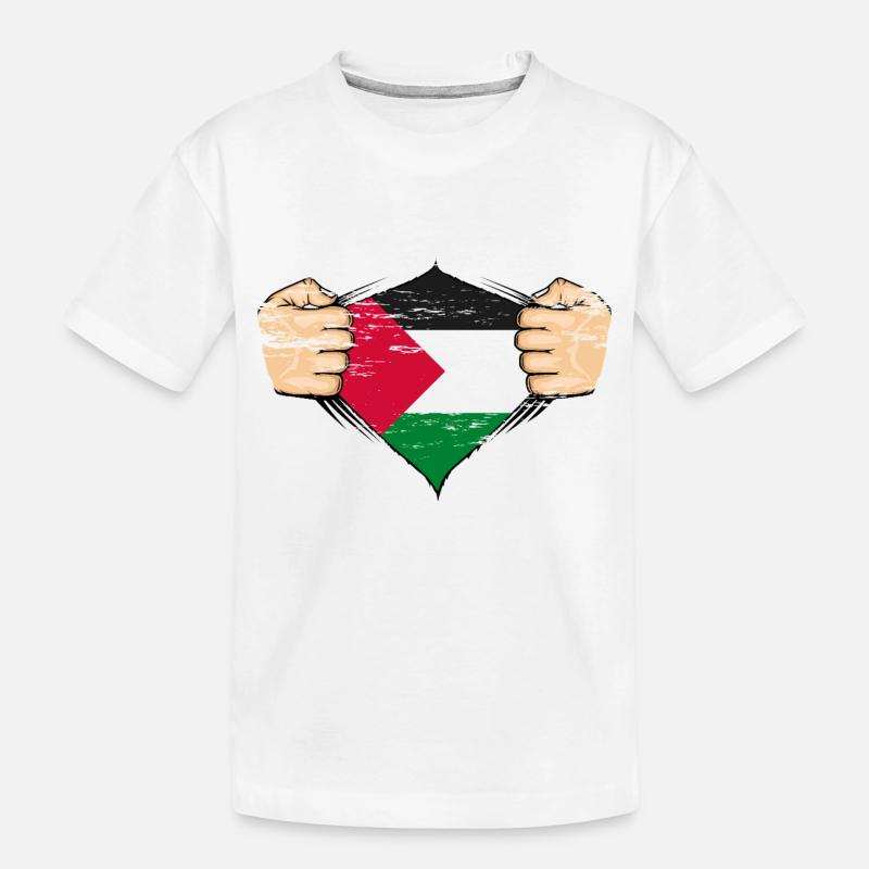 Drapeau de la Palestine Design utilisé - T-shirt bio Premium Enfant - blanc