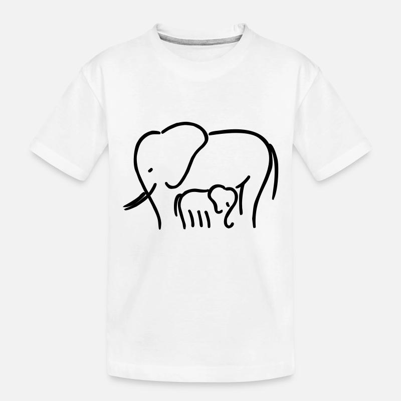 Elefantenmama mit Kind - Kinder Premium Bio T-Shirt - Weiß
