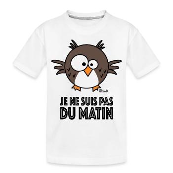 Hibou, Je ne suis pas du matin - T-shirt bio Premium Enfant - blanc - Devant
