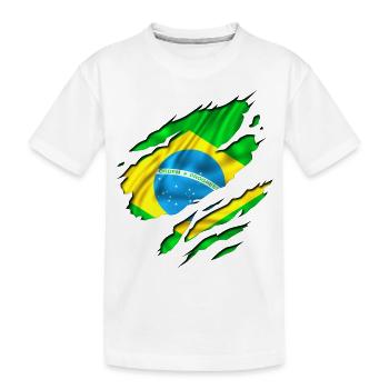 brasil brazil football - Kids' Premium Organic T-Shirt - white - Front