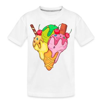 Eis Speiseeis Eiskrem Eiscreme Kugeleis Eisbecher - Kinder Premium Bio T-Shirt - Weiß - Vorne