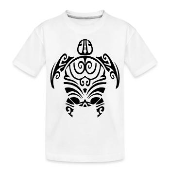 tortue tribal tattoo polynésien maori style - T-shirt bio Premium Enfant - blanc - Devant