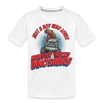 Monster Truck Dinosaur Boy Love I Gift - Kids' Premium Organic T-Shirt - white - Front