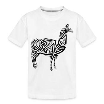 Alpaka Tribal Tattoo - Kinder Premium Bio T-Shirt - Weiß - Vorne