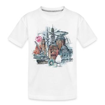 Hamburg Illustration - Kinder Premium Bio T-Shirt - Weiß - Vorne