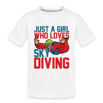 NUR EIN MÄDCHEN, DAS FALLSCHIRMSPRINGEN LIEBT - Kinder Premium Bio T-Shirt - Weiß - Vorne