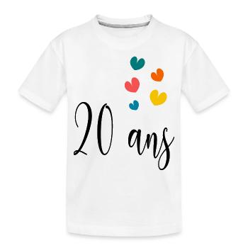 20 ANS. 20e ANNIVERSAIRE. ANNIVERSAIRE 20 ANS. 20 - T-shirt bio Premium Enfant - blanc - Devant