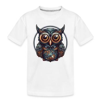 Owl Medieval Style Cartoon, Geometric - Kids' Premium Organic T-Shirt - white - Front
