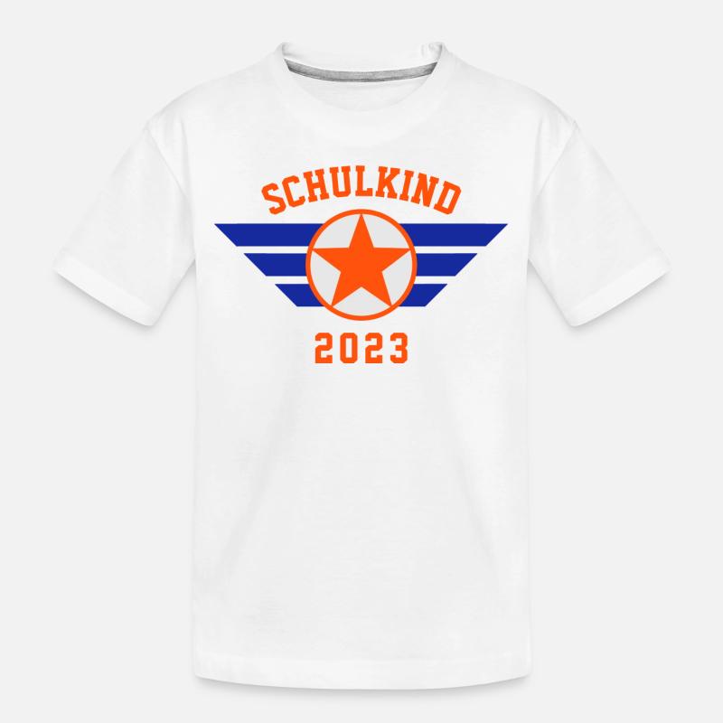 SCHULKIND 2023 - EINSCHULUNG - ERSTER SCHULTAG - Kinder Premium Bio T-Shirt - Weiß