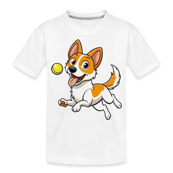 Energischer Spielzeug Foxterrier holen Tennisball Kunst - Kinder Premium Bio T-Shirt - Weiß - Vorne