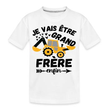 Je vais être grand frère annonce naissance cadeau - T-shirt bio Premium Enfant - blanc - Devant