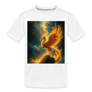 Fire Phoenix in the Star Nebula - Kids' Premium Organic T-Shirt - white - Front