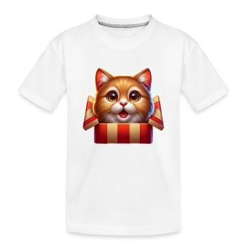 Cadeau de Noël Surprise Chat - T-shirt bio Premium Enfant - blanc - Devant